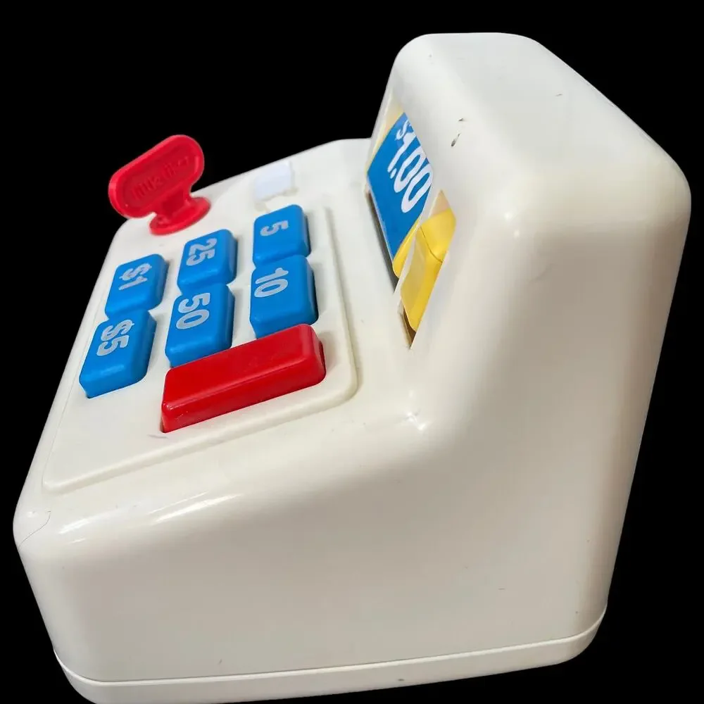 Little Tikes Cash Register Activity Vintage Toy Pretend Play USA Sticker Wear